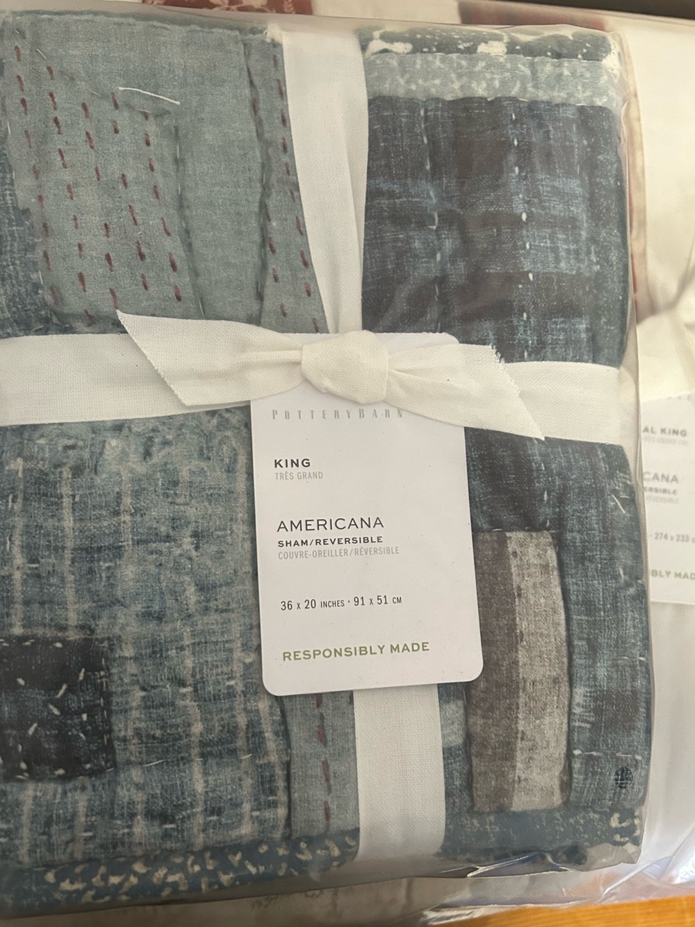 POTTERY BARN FLAG COTTON QUILT + SHAMS KING NWT - Picture 10 of 13
